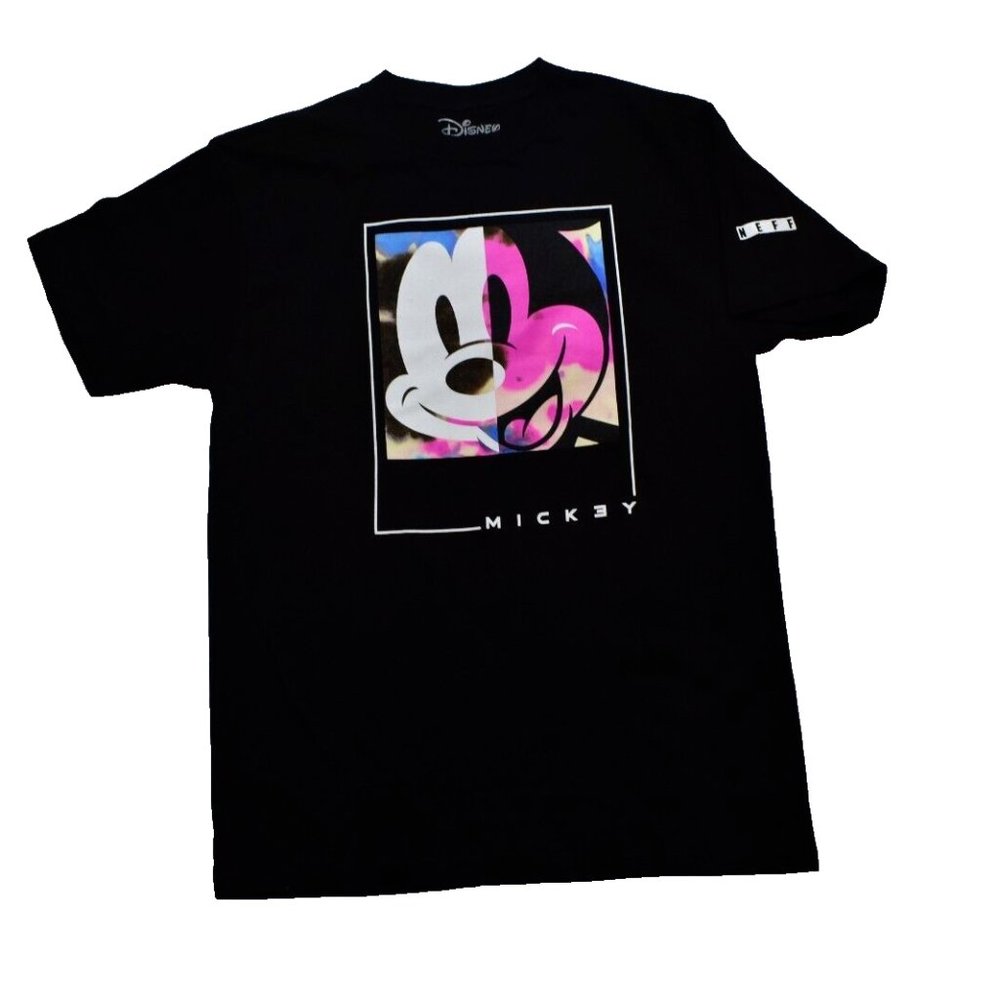 Neff x Disney Mens Mickey Mouse Face Tie Dye Fill Black Shirt New
